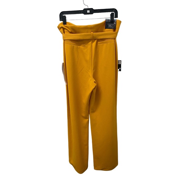 NWT BBJ Los Angeles Wide Leg Pants XL Yellow Belted High Waist Button Fly Womens - Picture 5 of 6